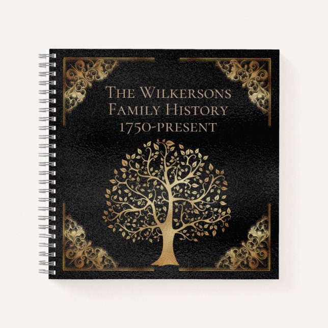 Genealogie der Vintagen Schwarz- und Goldfamilien Notizbuch (Vorderseite)