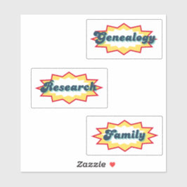 Genealogie, Forschung, Familie, Comic- Pop-Design Aufkleber