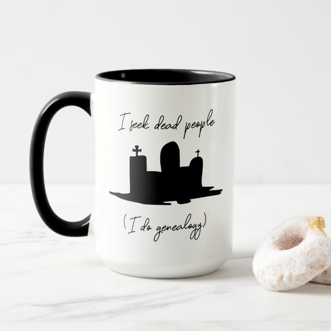 Genealogie Ich suche tote Menschen Kopfstein Tasse (Mit Donut)