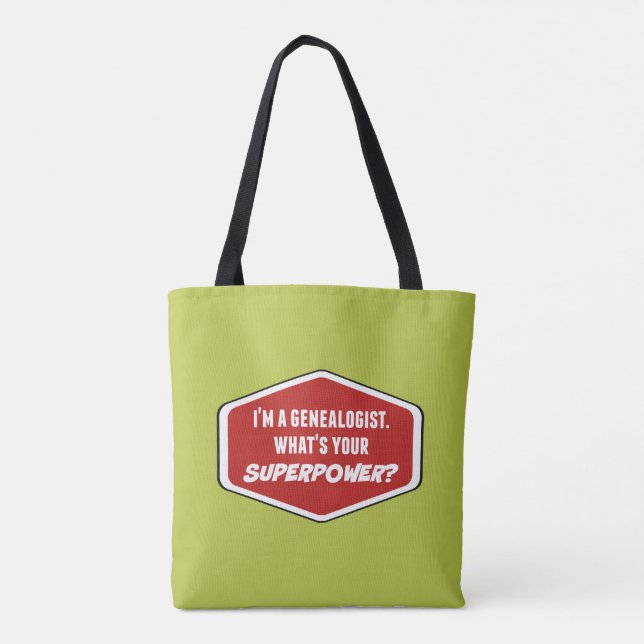 Genealogie Superpower Custom Green Tote Bag (Rückseite)