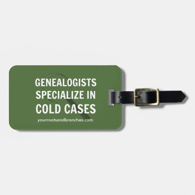Genealogische Gepäckmarken (grün) Gepäckanhänger (Vorderseite horizontal)