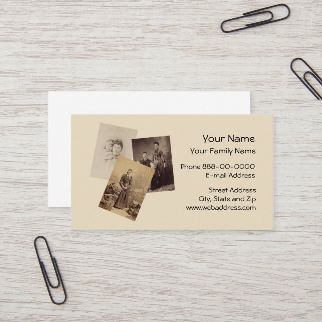 Genealogische Visitenkarte (Vorderseite/Rückseite Beispiel)