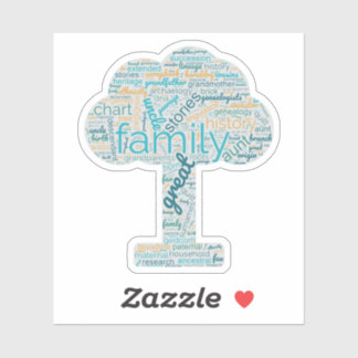 Genealogische Word Tree Custom-Cut Vinyl Sticker B