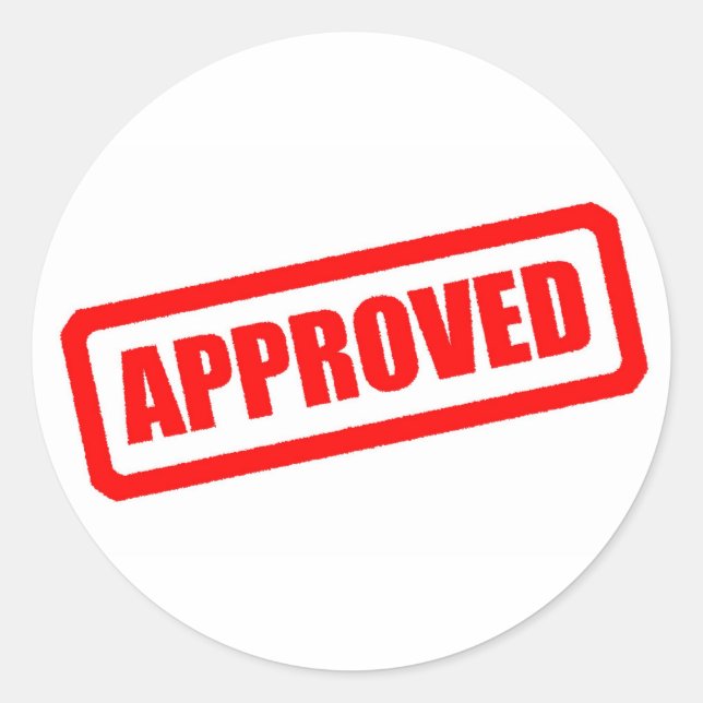 Genehmigt Runder Aufkleber (Vorderseite)