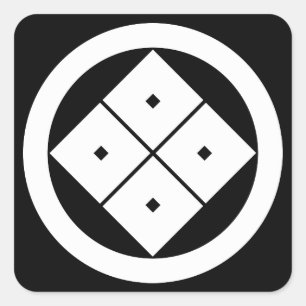 Geneigte vier eckige Augen im Kreis Quadratischer Aufkleber