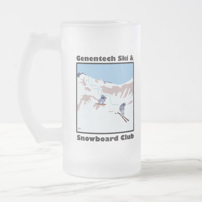 Genentech Ski-und Snowboard-Verein-Tasse Mattglas Bierglas (Links)