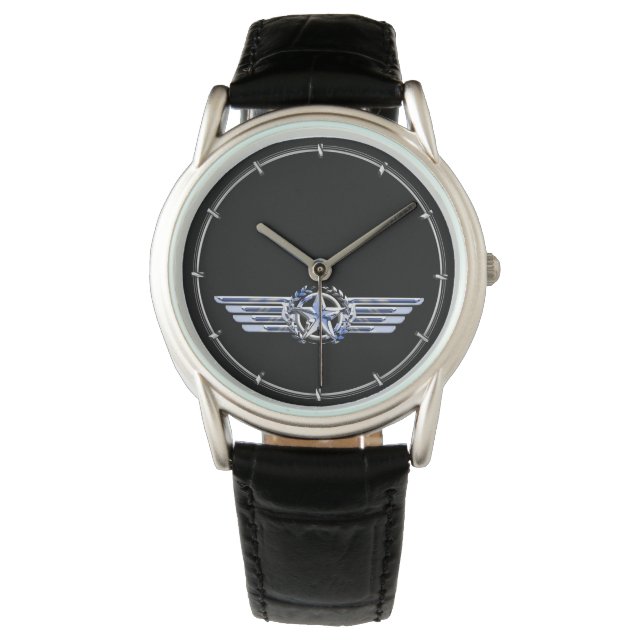 General Air Pilot Chrome like Star Wings Black Armbanduhr (Vorderseite)