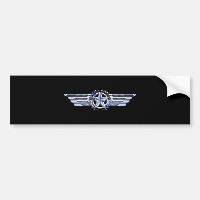 General Air Pilot Chrome like Star Wings Black Autoaufkleber (Vorne)