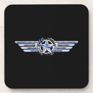 General Air Pilot Chrome like Star Wings Black Getränkeuntersetzer