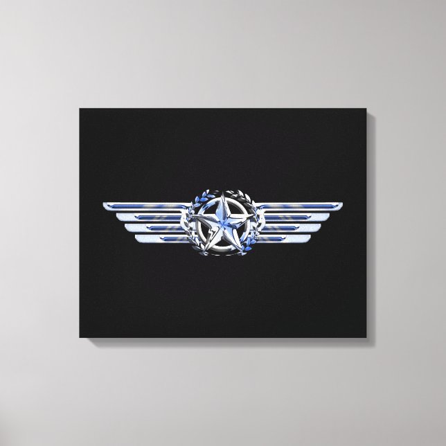 General Air Pilot Chrome like Star Wings Black Leinwanddruck (Vorderseite)