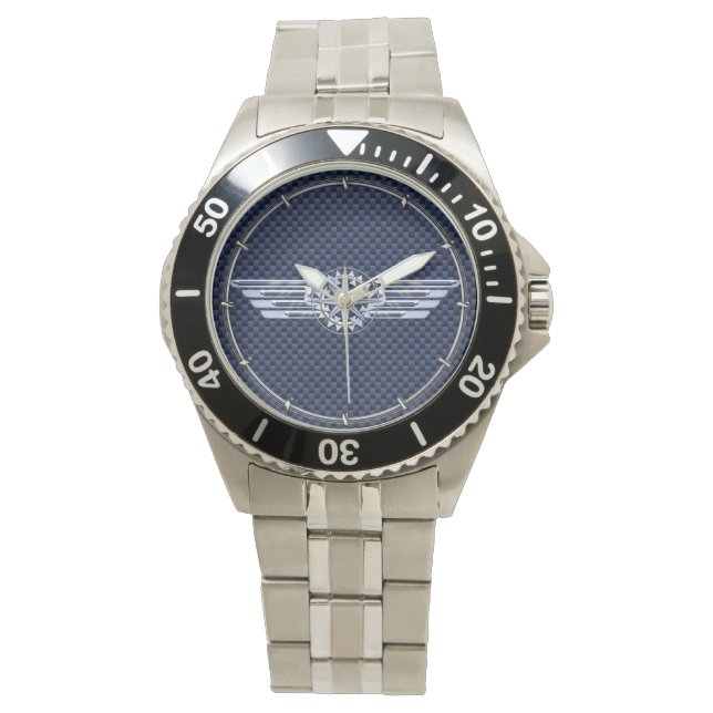 General Air Pilot Chrome like Wings Compass Armbanduhr (Vorderseite)