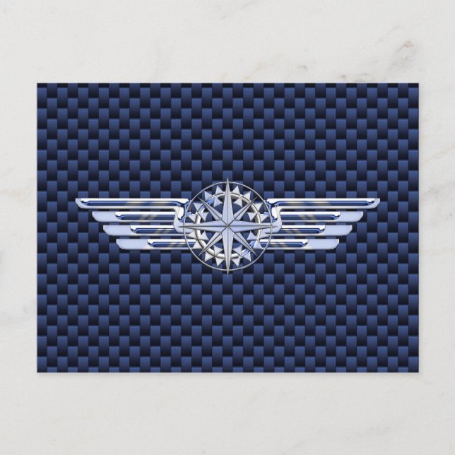 General Air Pilot Chrome like Wings Compass Postkarte (Vorderseite)