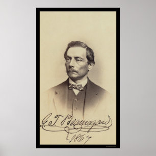 General Beauregard Signed Card 1867 Poster