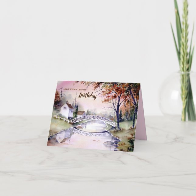 General Birthday Arched Bridge Wasserfarbenmalerei Ankündigung (Vorderseite)