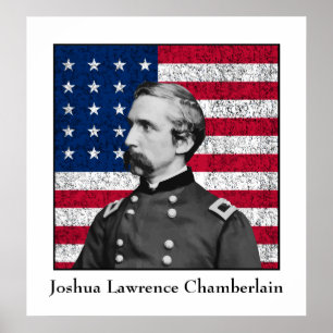 General Chamberlain und die amerikanische Flagge Poster