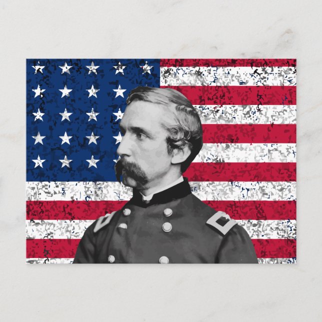 General Chamberlain und die amerikanische Flagge Postkarte (Vorderseite)