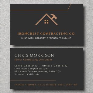 General Contractor Construction Black Copper Visitenkarte