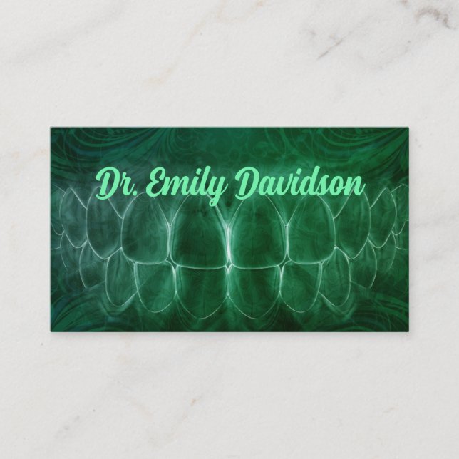 General Dentist Green Curves Business Card Visitenkarte (Vorderseite)