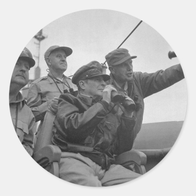 General Douglas MacArthur Shelling of Inchon Runder Aufkleber (Vorderseite)