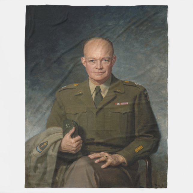 General Dwight Eisenhower 5-Sterne-Portrait Fleecedecke (Vorderseite)