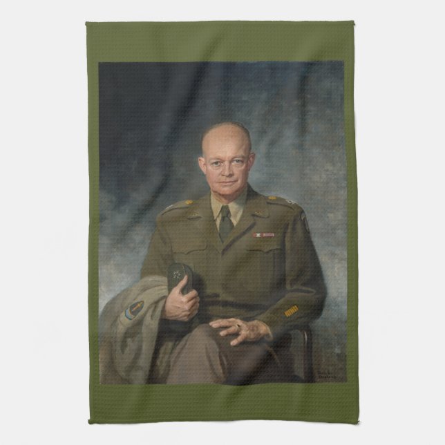 General Dwight Eisenhower 5-Sterne-Portrait Geschirrtuch (Vertikal)