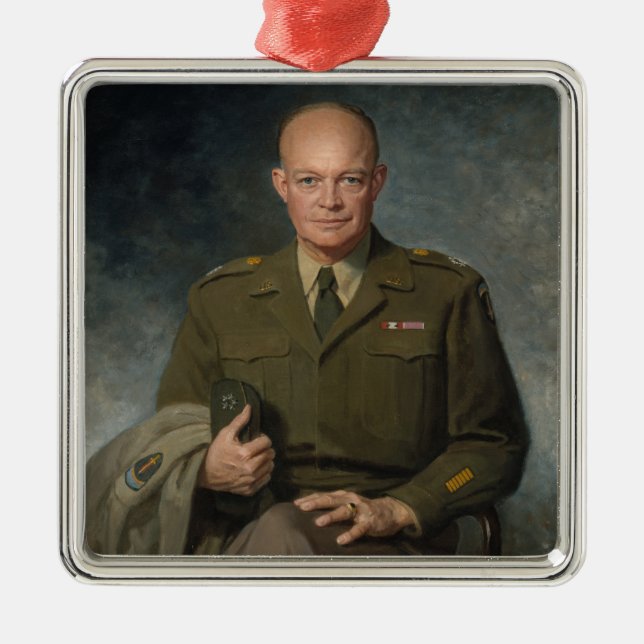 General Dwight Eisenhower 5-Sterne-Portrait Ornament Aus Metall (Vorne)