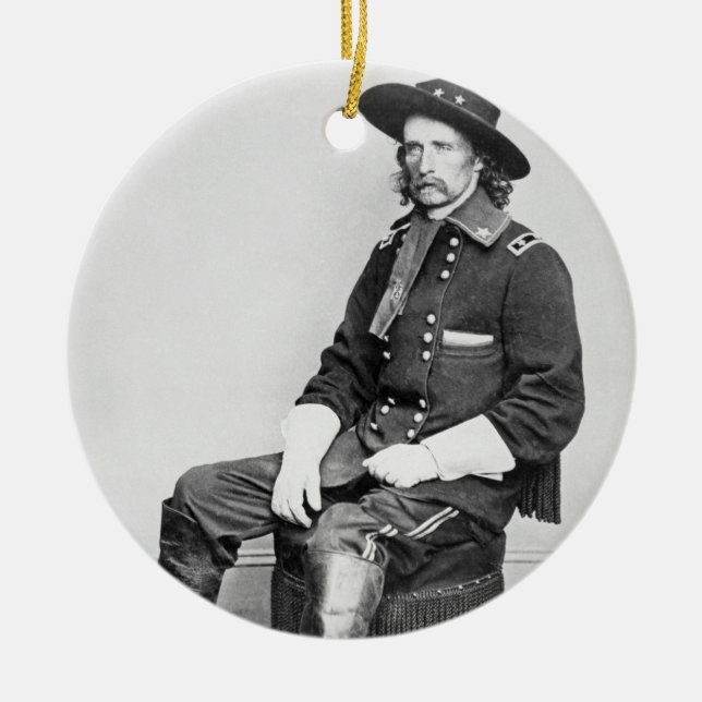 General George A. Custer (b/w Foto) Keramik Ornament (Vorne)