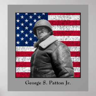 General George S. Patton und die US-Flagge Poster