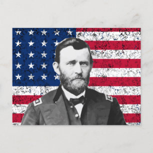 General Grant und die amerikanische Flagge Postkarte