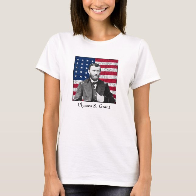 General Grant und die amerikanische Flagge T-Shirt (Vorderseite)