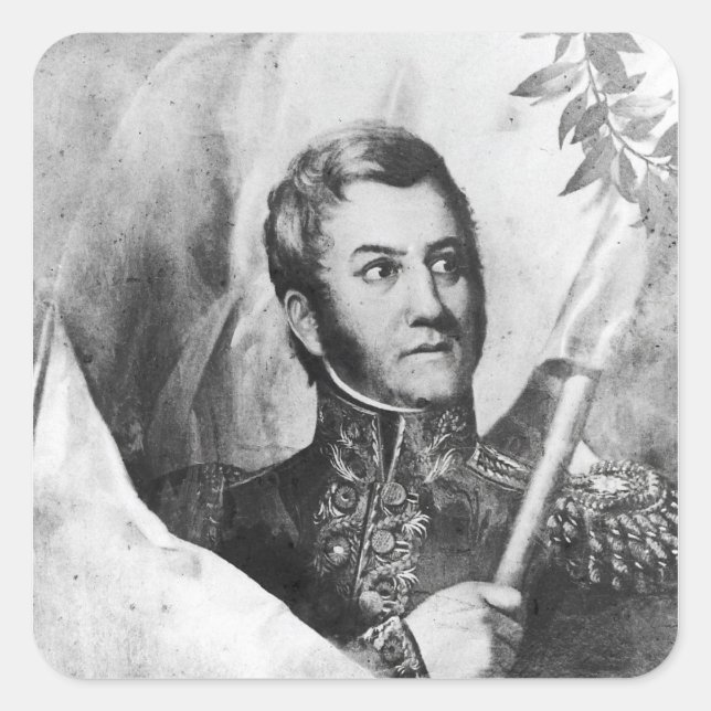 General Jose de San Martin Quadratischer Aufkleber (Vorderseite)