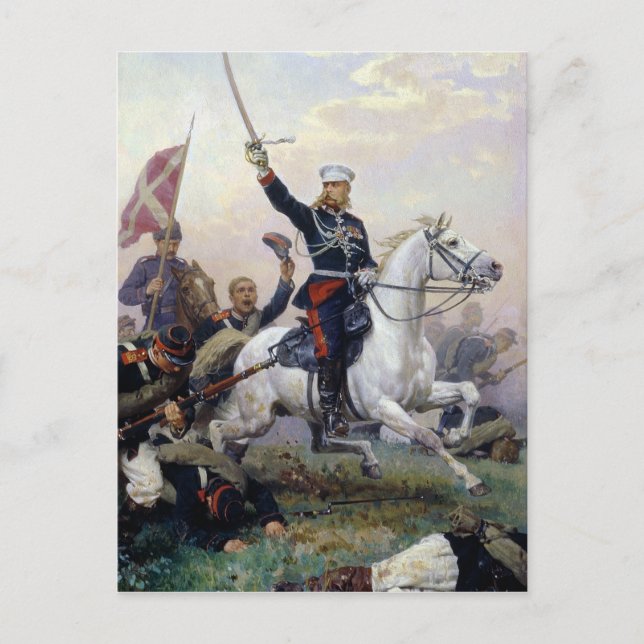 General M.D. Skobelev in der russisch-türkischen Postkarte (Vorderseite)