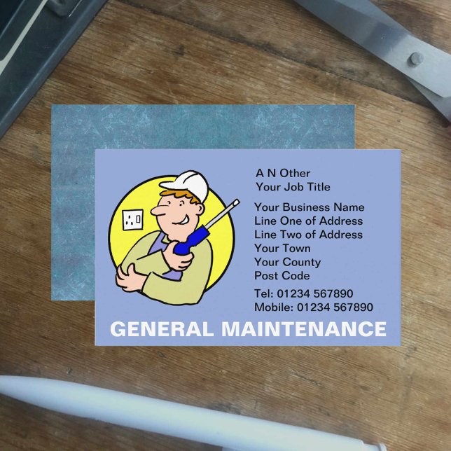 General Maintenance Cartoon Business Card Visitenkarte (Von Creator hochgeladen)