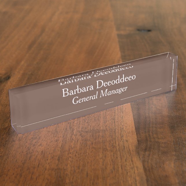 General Manager Brown Acryl Namensplakette (Seite)