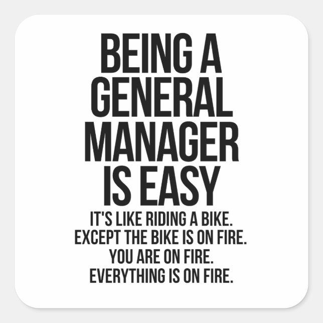 General manager quadratischer aufkleber (Vorderseite)
