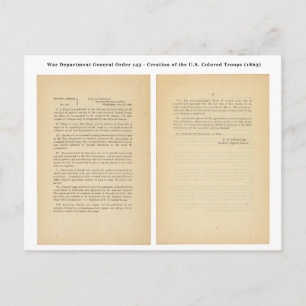General Order 143 Kolored troops des Kriegsministe Postkarte