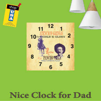 General Pancho Villa 🎖️ Mexikanischer Held Quadratische Wanduhr