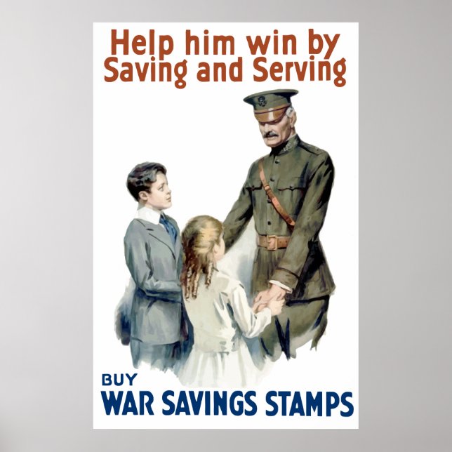 General Pershing - Krieg Rettend Briefmarke kaufen Poster (Vorne)