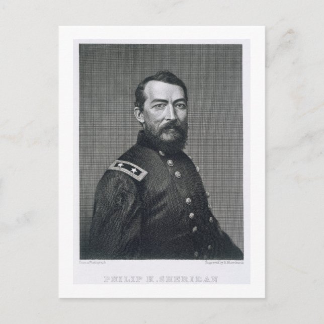 General Philip Sheridan, graviert aus einem Foto Postkarte (Vorderseite)
