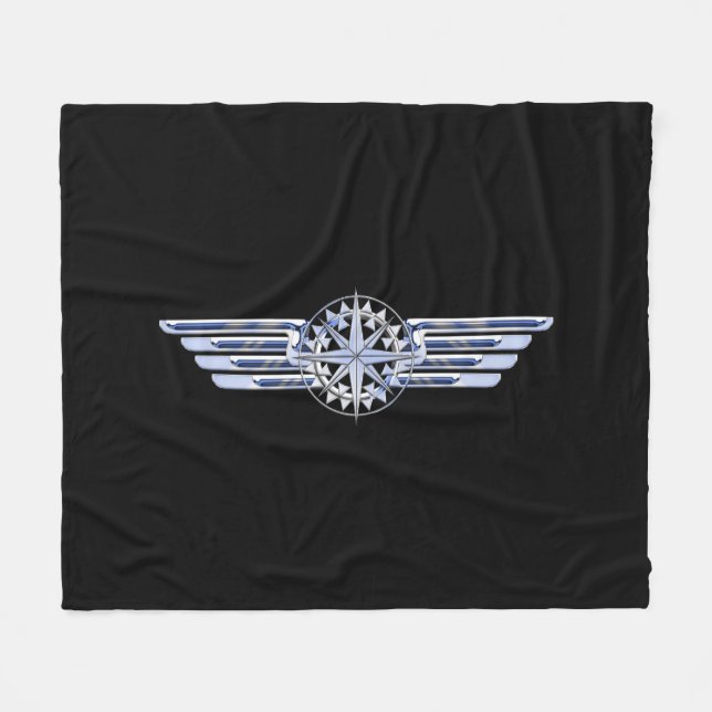 General Private Air Pilot Chrome wie Wings Black Fleecedecke (Vorderseite (Horizontal))