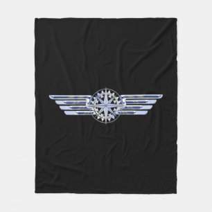 General Private Air Pilot Chrome wie Wings Black Fleecedecke