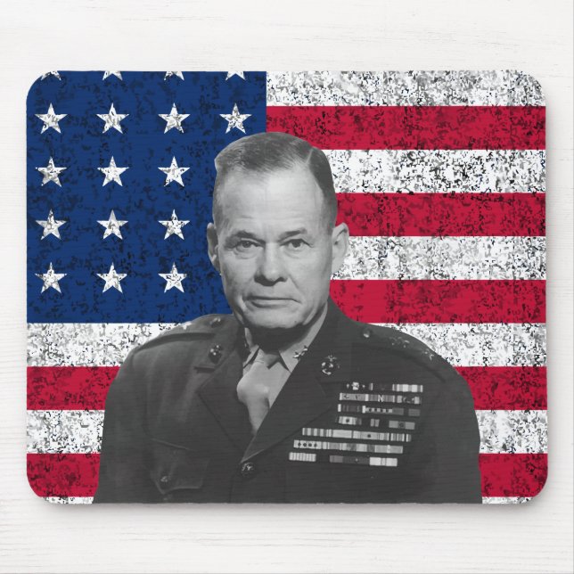 General Puller und die amerikanische Flagge Mousepad (Vorne)
