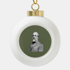 General ⚔️ 🎩 Robert E. Lee Army Green Keramik Kugel-Ornament