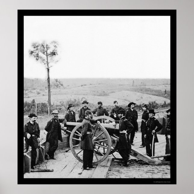 General Sherman Leaning on a Gun in Atlanta 1864 Poster (Vorne)