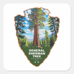 General Sherman Tree Sequoia NP Arrowhead Quadratischer Aufkleber