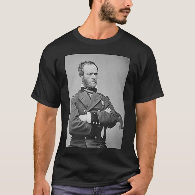 General Sherman und Zitat - Schwarzes T-Shirt (Vorderseite)
