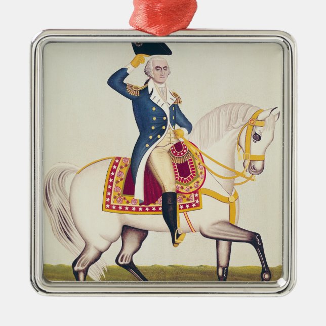 General Washington auf einem weißen Ladegerät, Silbernes Ornament (Vorne)