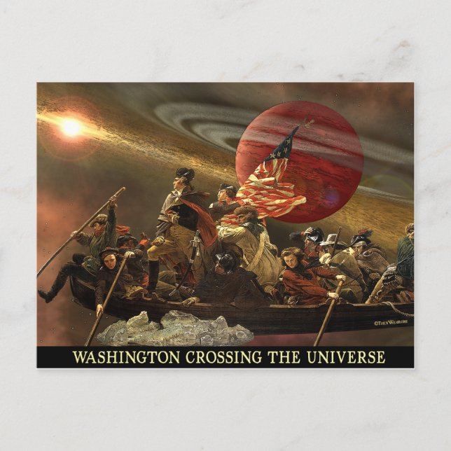 General Washington, der das Universum überquert Postkarte (Vorderseite)