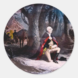 General Washington Praing at Valley Forge, PA Runder Aufkleber