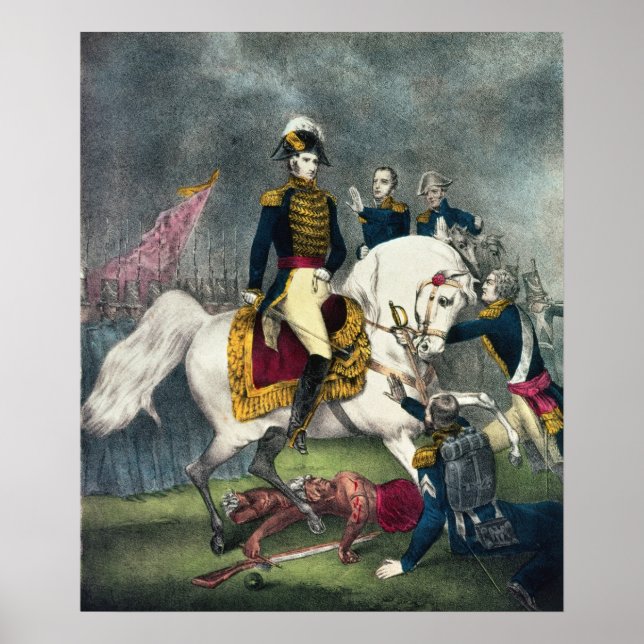 General William H. Harrison bei der Schlacht Poster (Vorne)